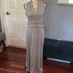 Vince Camuto Gray Gathered Maxi Dress PETITE